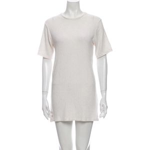 REFORMATION White Crew Neck T-Shirt Mini Dress